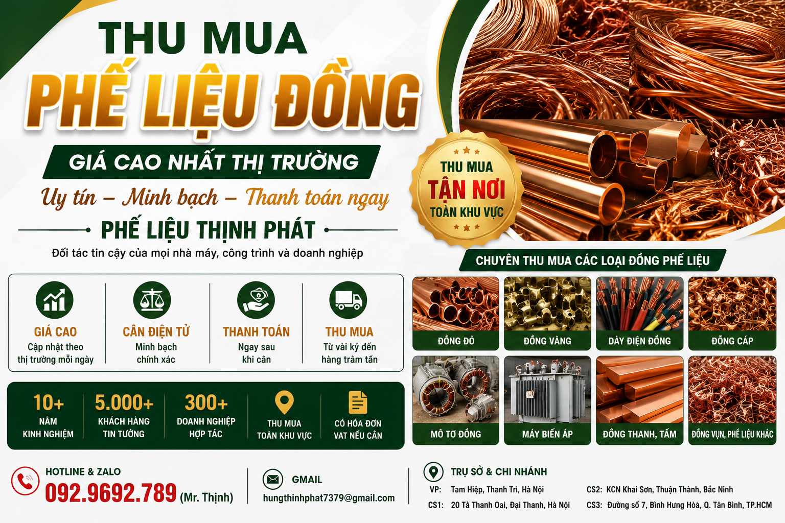 Thu Mua Phế Liệu Đồng Giá Cao Tận Nơi | Phế Liệu Tân Thịnh Phát Uy Tín Toàn Quốc