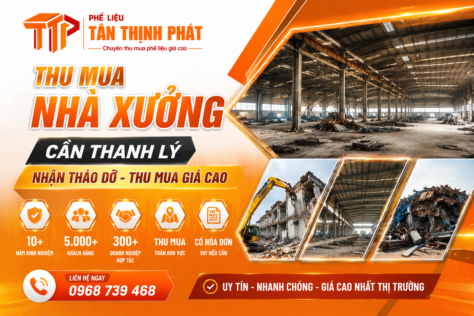 Thu Mua Nhà Xưởng Cần Thanh Lý Giá Cao | Nhận Tháo Dỡ Trọn Gói - Phế Liệu Tân Thịnh Phát