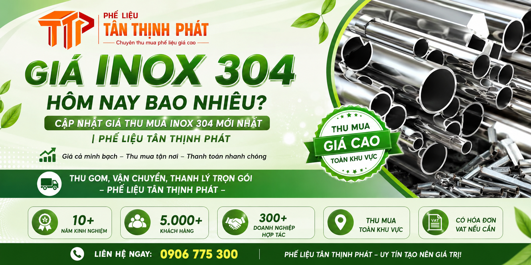 Giá Inox 304 Hôm Nay Bao Nhiêu? Cập Nhật Giá Thu Mua Inox 304 Mới Nhất | Phế Liệu Tân Thịnh Phát