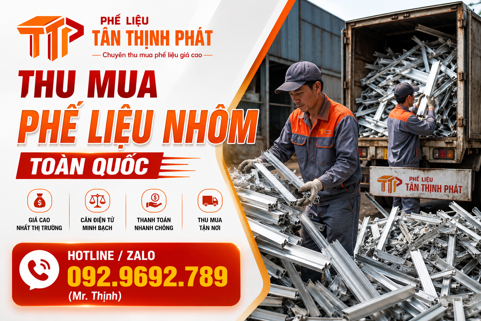 Thu Mua Phế Liệu Nhôm Giá Cao Tận Nơi | Phế Tân Liệu Thịnh Phát Uy Tín Toàn Quốc