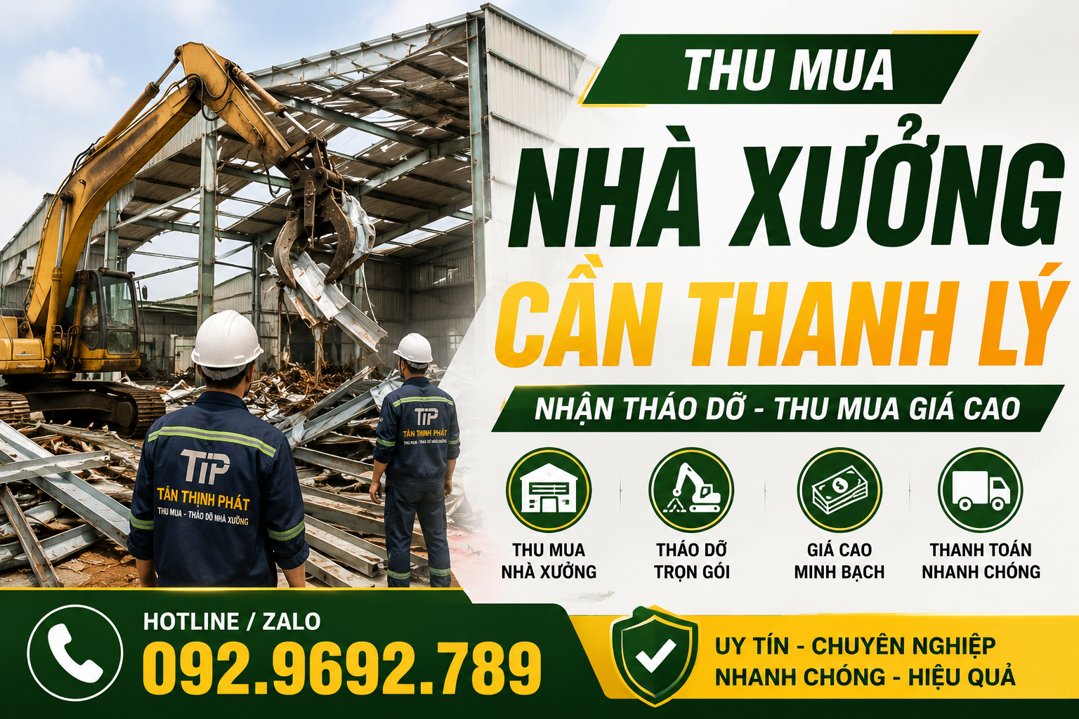 Thu Mua Nhà Xưởng Cần Thanh Lý Giá Cao | Nhận Tháo Dỡ Trọn Gói - Phế Liệu Tân Thịnh Phát