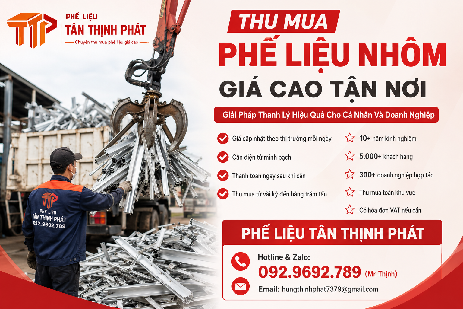 Thu Mua Phế Liệu Nhôm Giá Cao Tận Nơi | Phế Tân Liệu Thịnh Phát Uy Tín Toàn Quốc