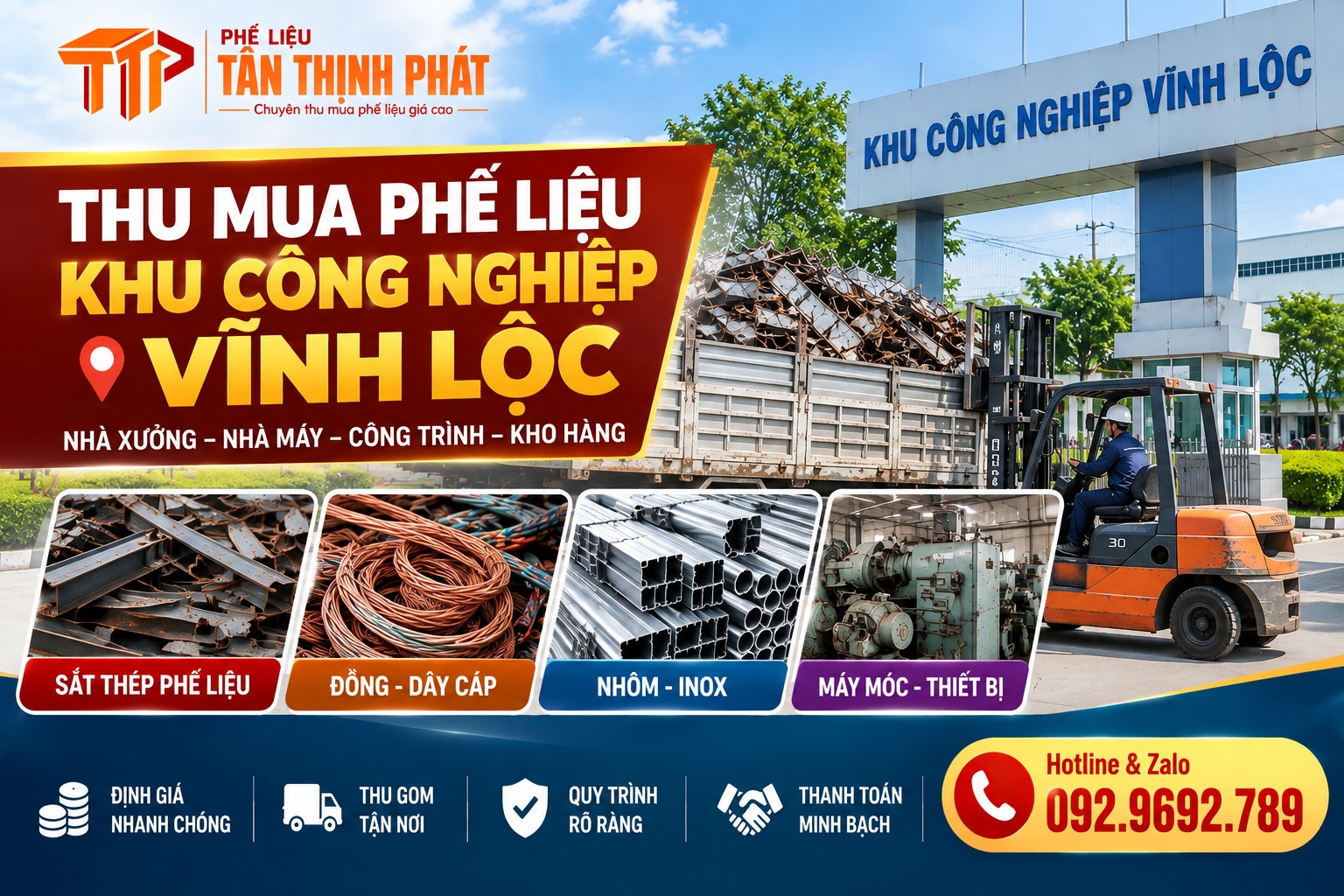 Thu Mua Phế Liệu Khu Công Nghiệp Vĩnh Lộc – Trọn Gói Cho Nhà Xưởng